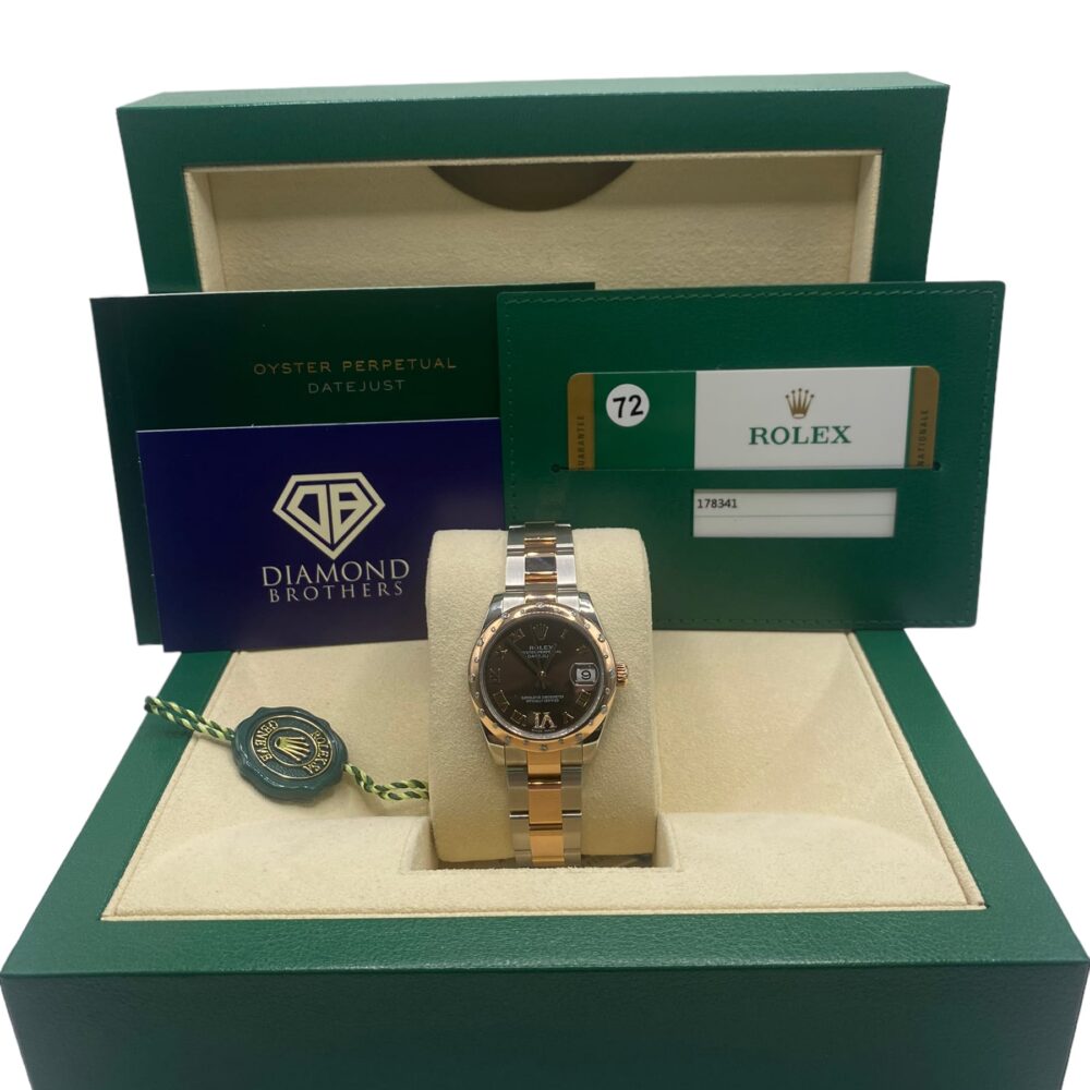 Rolex Datejust 178341 2018 31mm Rose and Steel with a Chocolate Factory Diamond Dial.