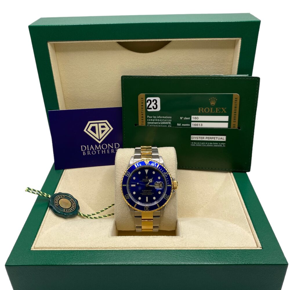 Rolex 16613 Blue Submariner 2008 with Box and Papers.
