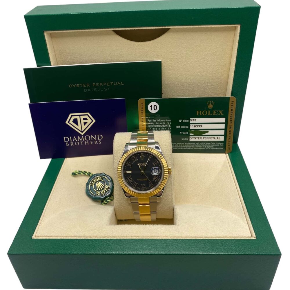 Rolex datejust II 116334 41mm 2012 Black Roman Numerals Dial With Box and Papers