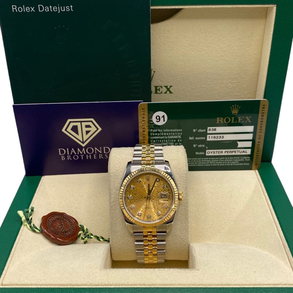 Rolex datejust 116233 2011 factory jubilee dial with box and papers