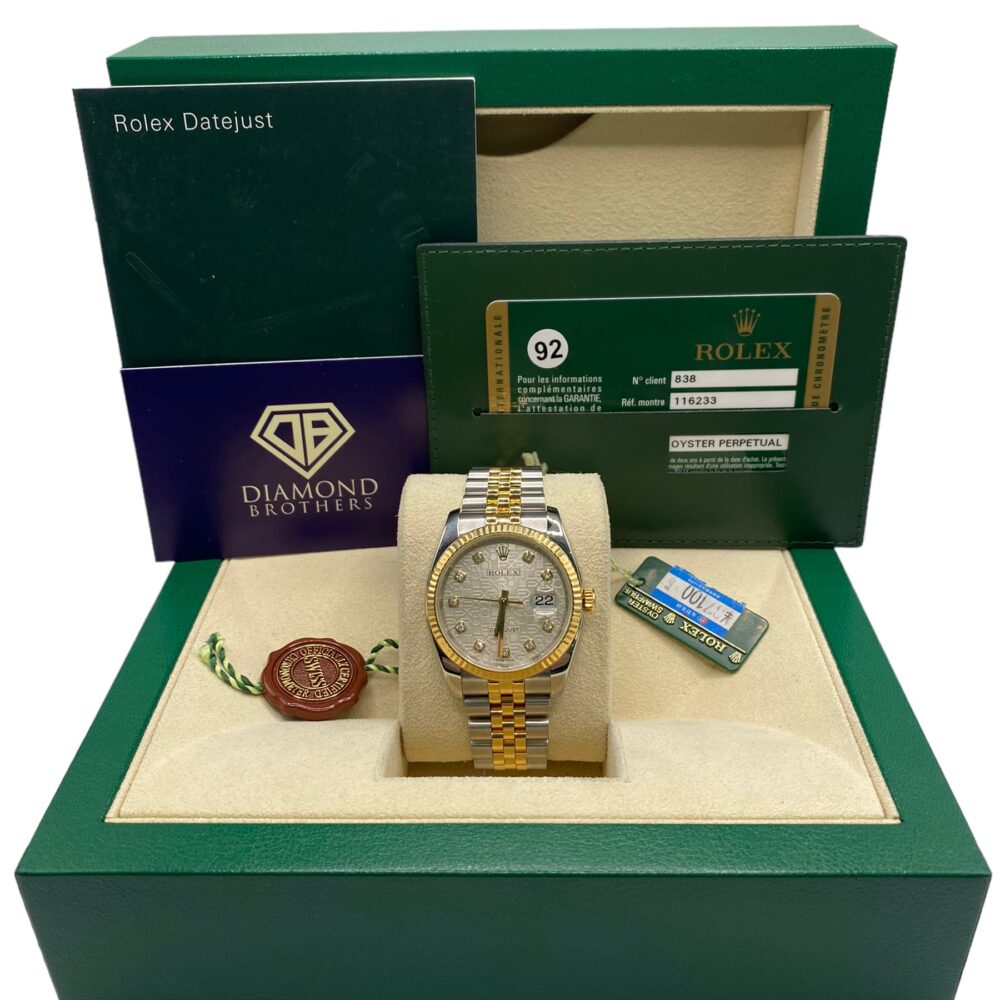 Rolex datejust 116233 2010 factory jubilee dial with box and papers