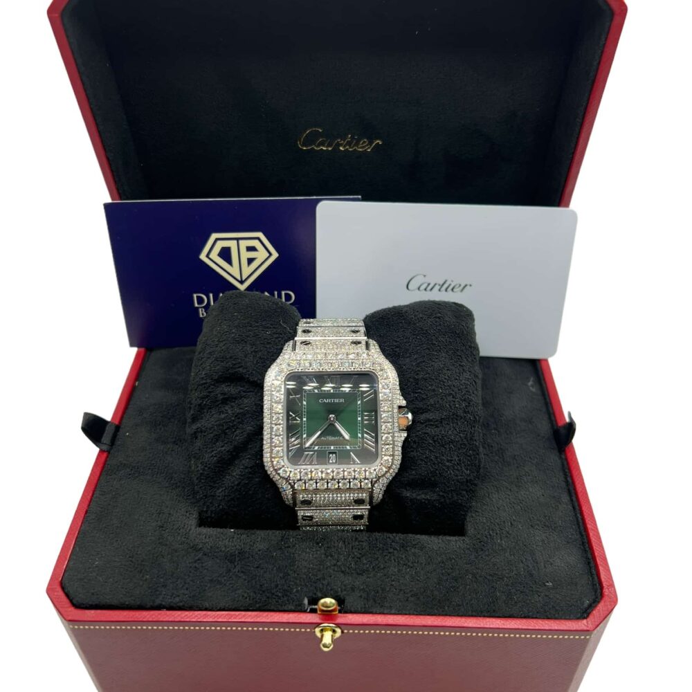 Cartier De Santos Large WSSA0062 2024 Diamond Set With Box And Papers.
