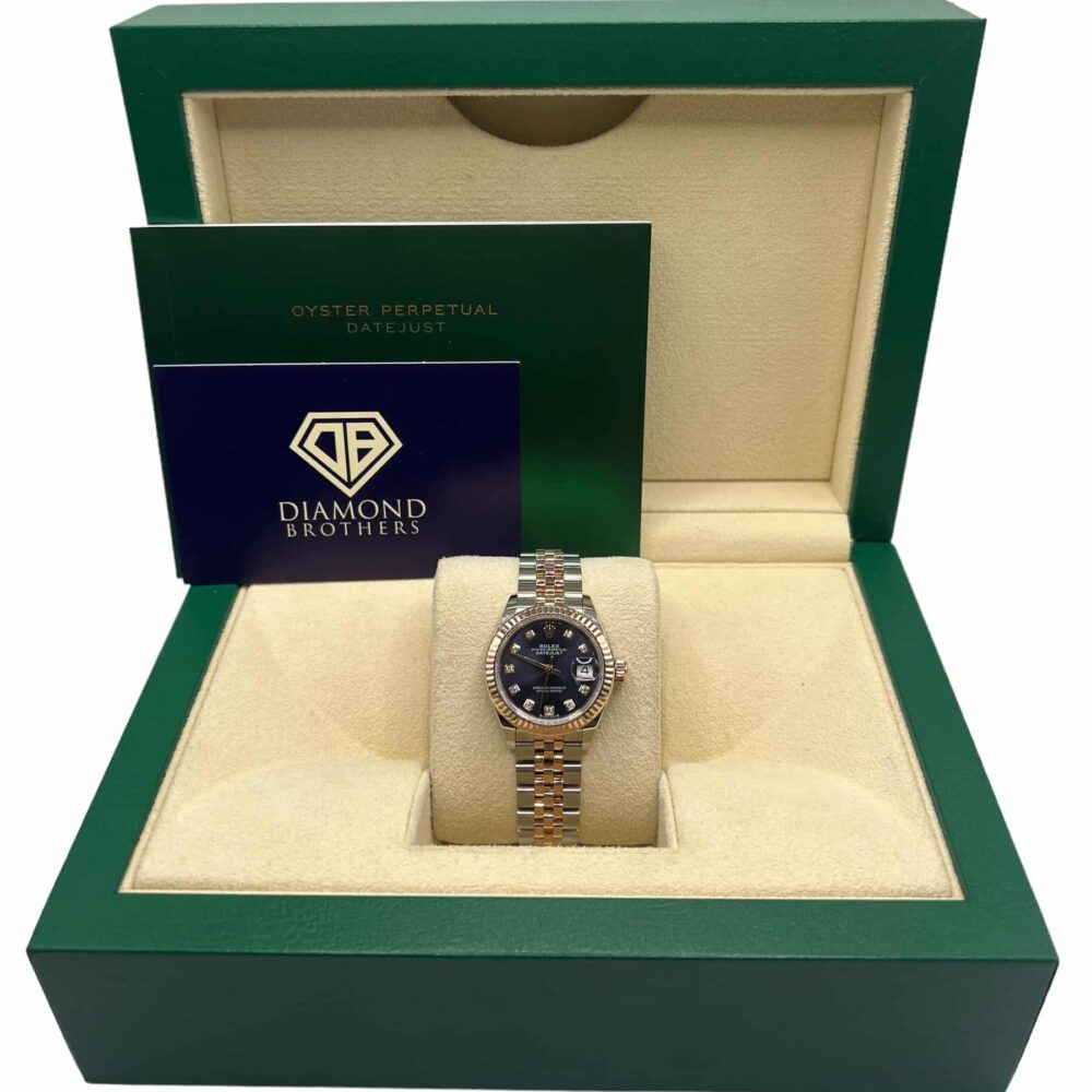 Rolex Datejust 279171 factory purple diamond dot dial with box and warranty.