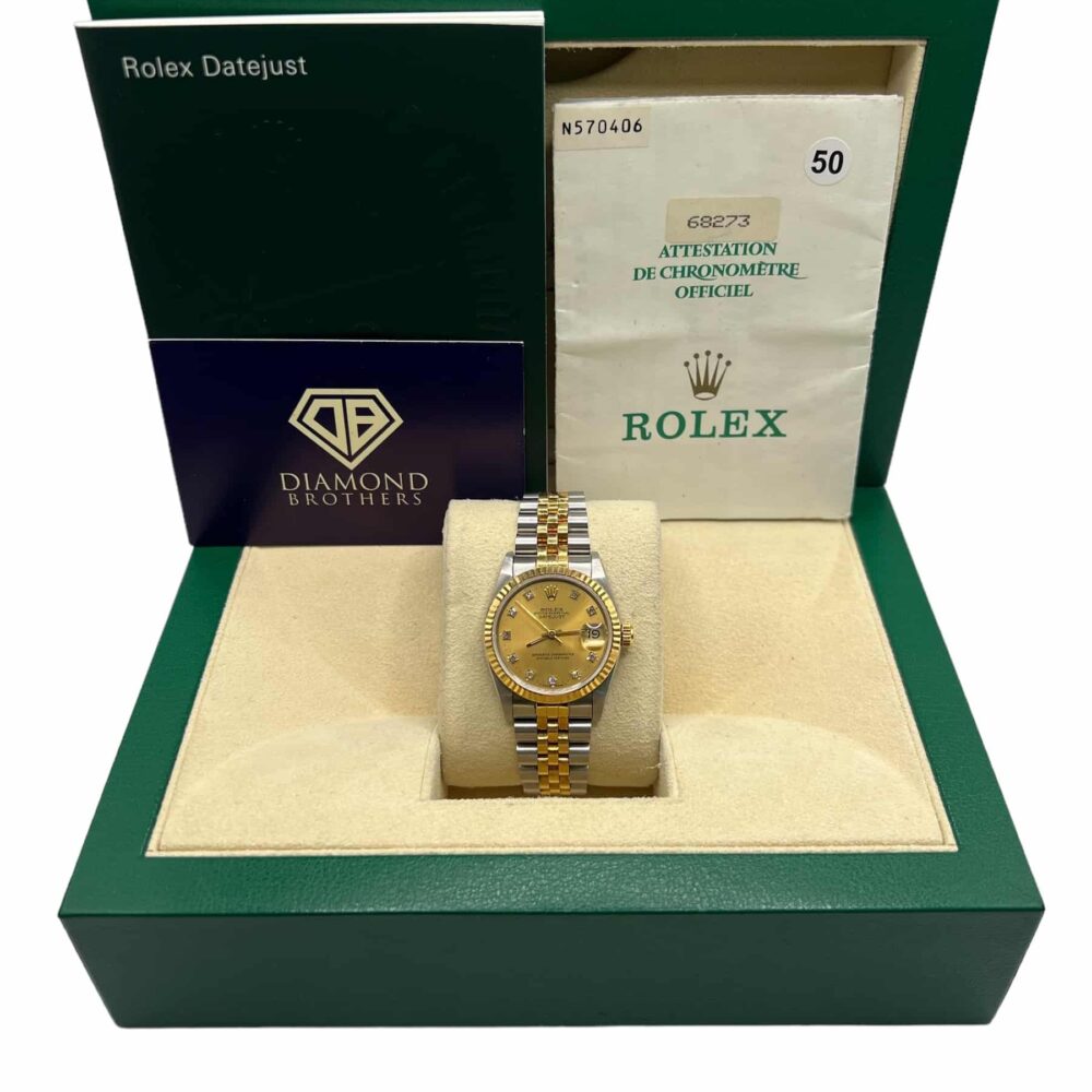 Rolex Datejust 68273 1991 Factory Champagne Dial With Box And Papers