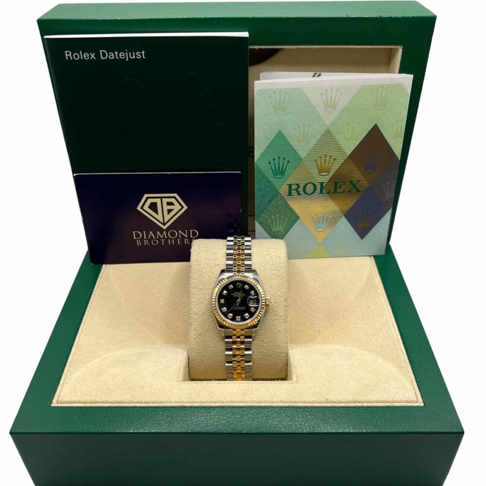 Rolex Datejust 179173 2005 Factory Black Diamond Dial With Box And Papers.