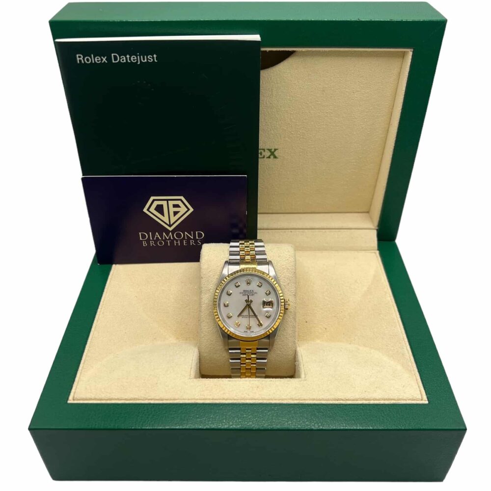 Rolex Datejust 16233 Custom Mother Of Pearl Dial With Box And Warranty.