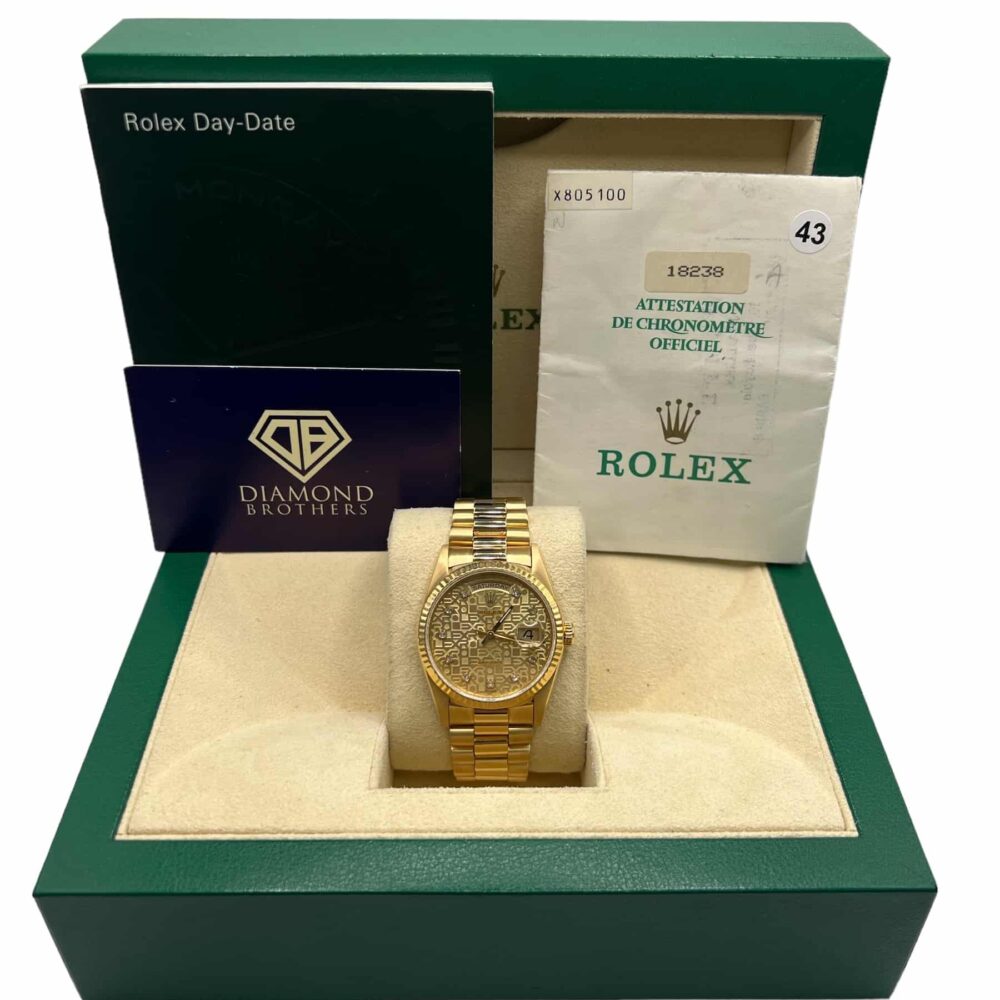 Rolex Daydate 18238 1991 Factory Jubilee Dial With Box And Papers.