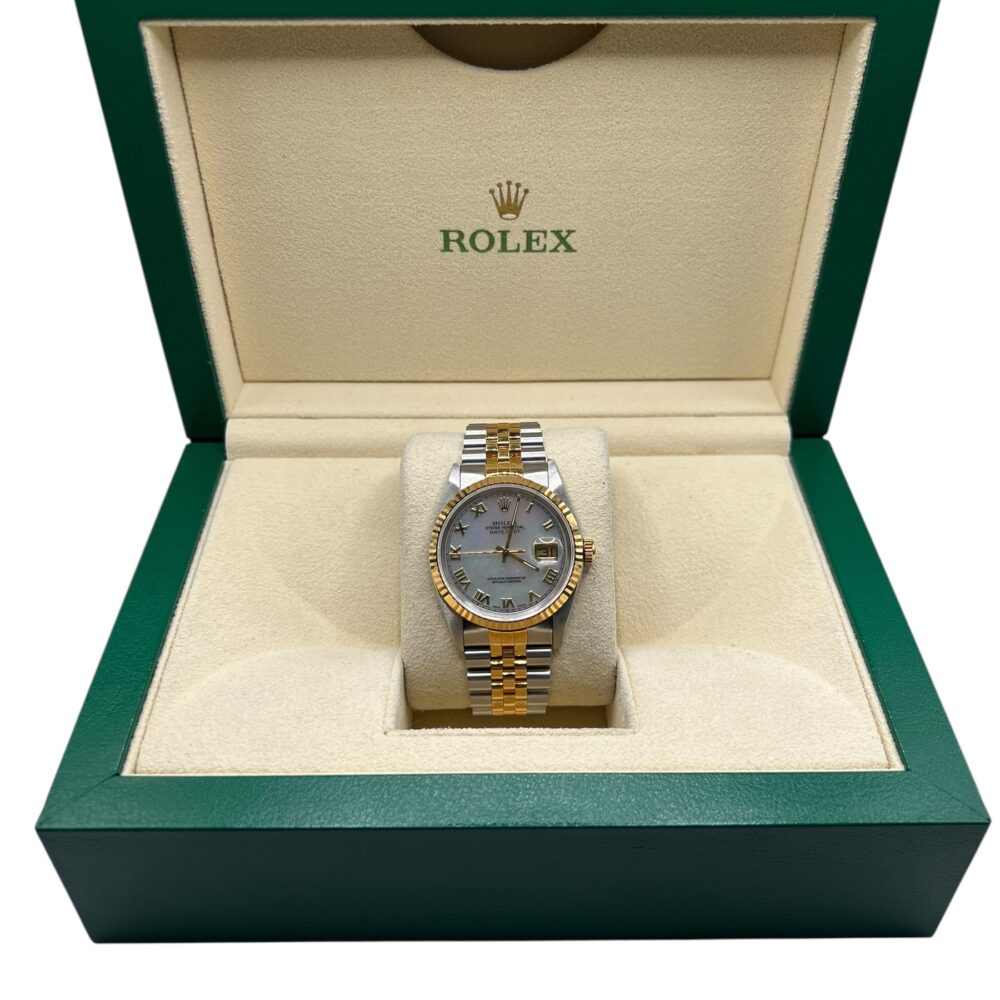 Rolex Datejust 16233 1992 Factory Roman MOP Dial With Box And Papers.