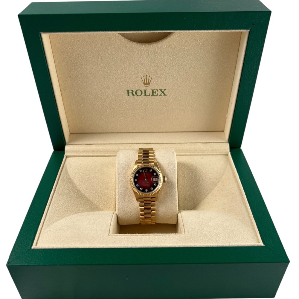 Rolex Datejust 69178 1993 Factory Red Vignette Dial With Box And Papers.