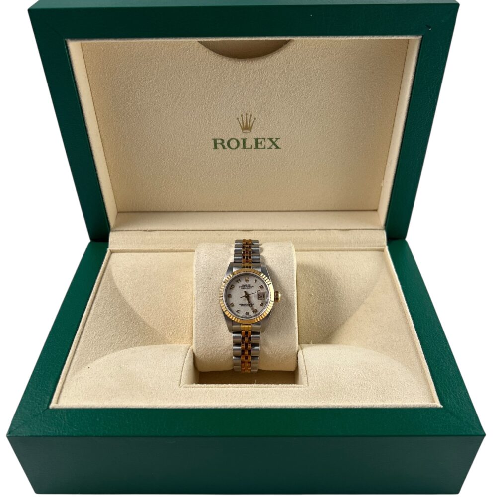 Rolex Datejust 69173 1991 Factory White Arabic Jubilee Dial With Box And Papers.