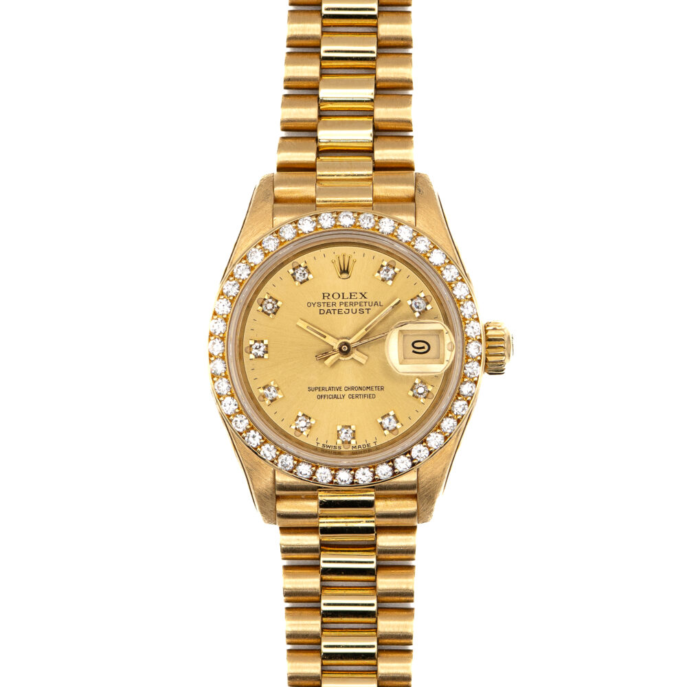 Rolex Datejust 69138 Factory Champagne Diamond Dial With Box And Papers