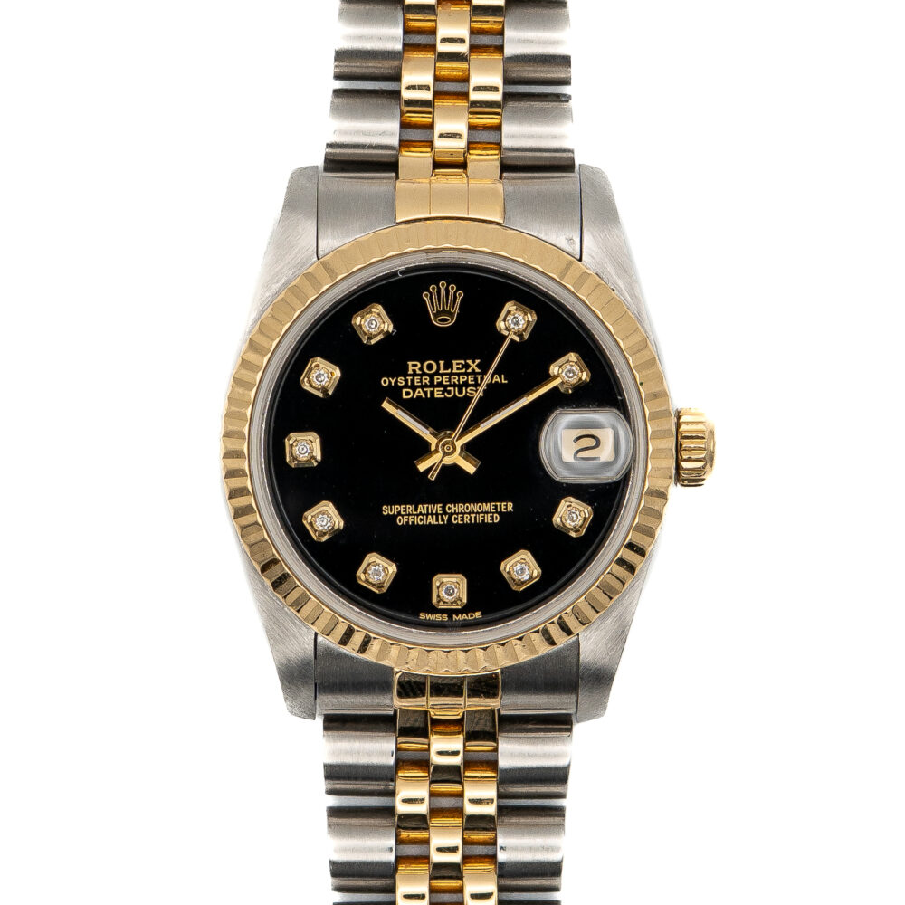 Rolex Datejust 68273 1993 Custom Black Dial With Box And Papers