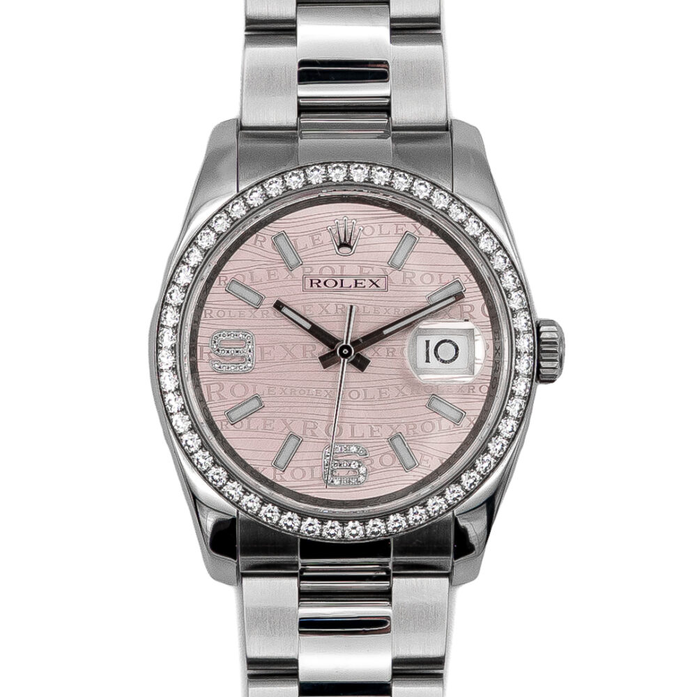 Rolex Datejust 116244 2012 Factory Pink Diamond 6 and 9 Dial With Box And Papers