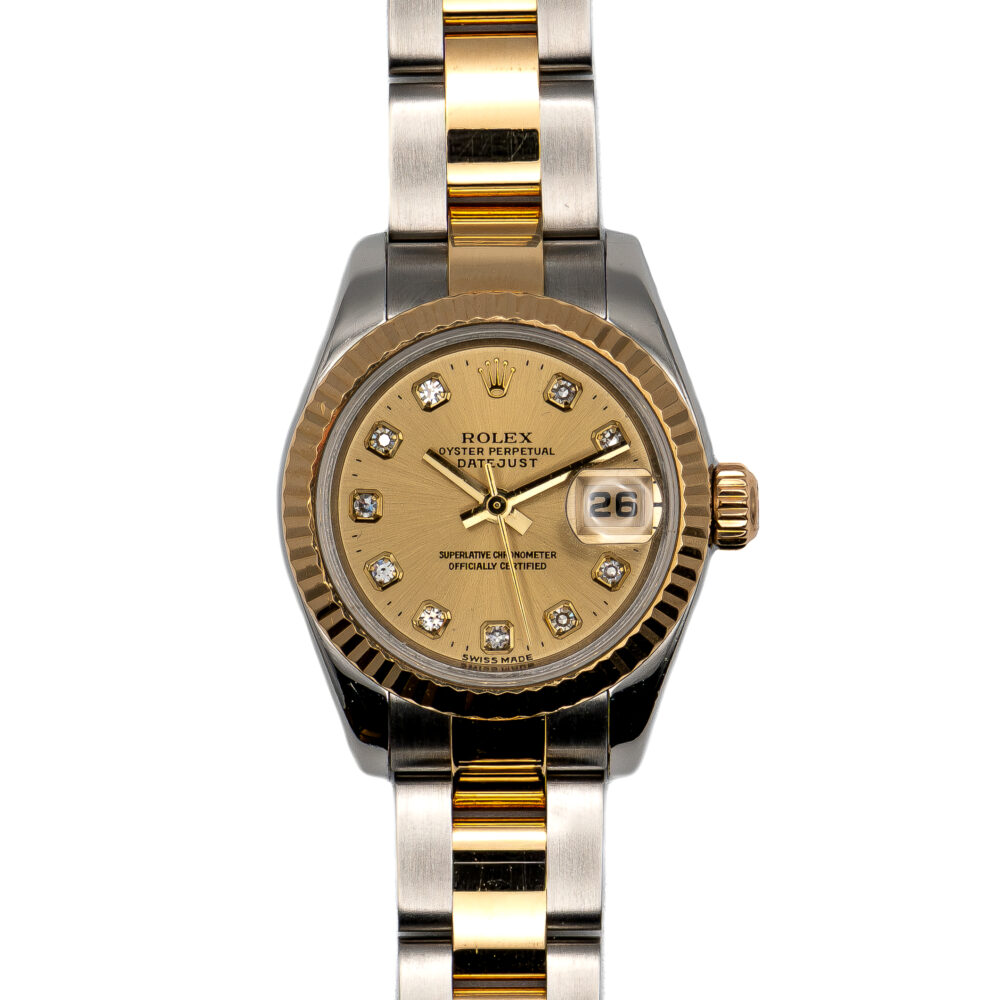 Rolex Datejust 179173 2005 Champagne Diamond Dial With Box And Papers