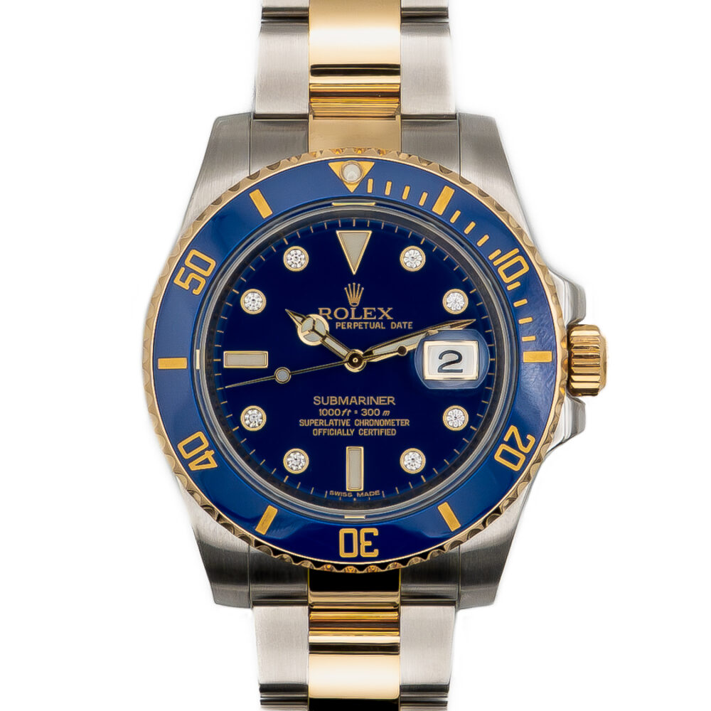 Rolex Submariner 116613LB Rare Factory Diamond Dial 2012 With Box And Papers